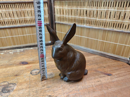 Antique Japanese Steel Rabbit Statue Folk Art Sculpture Decor