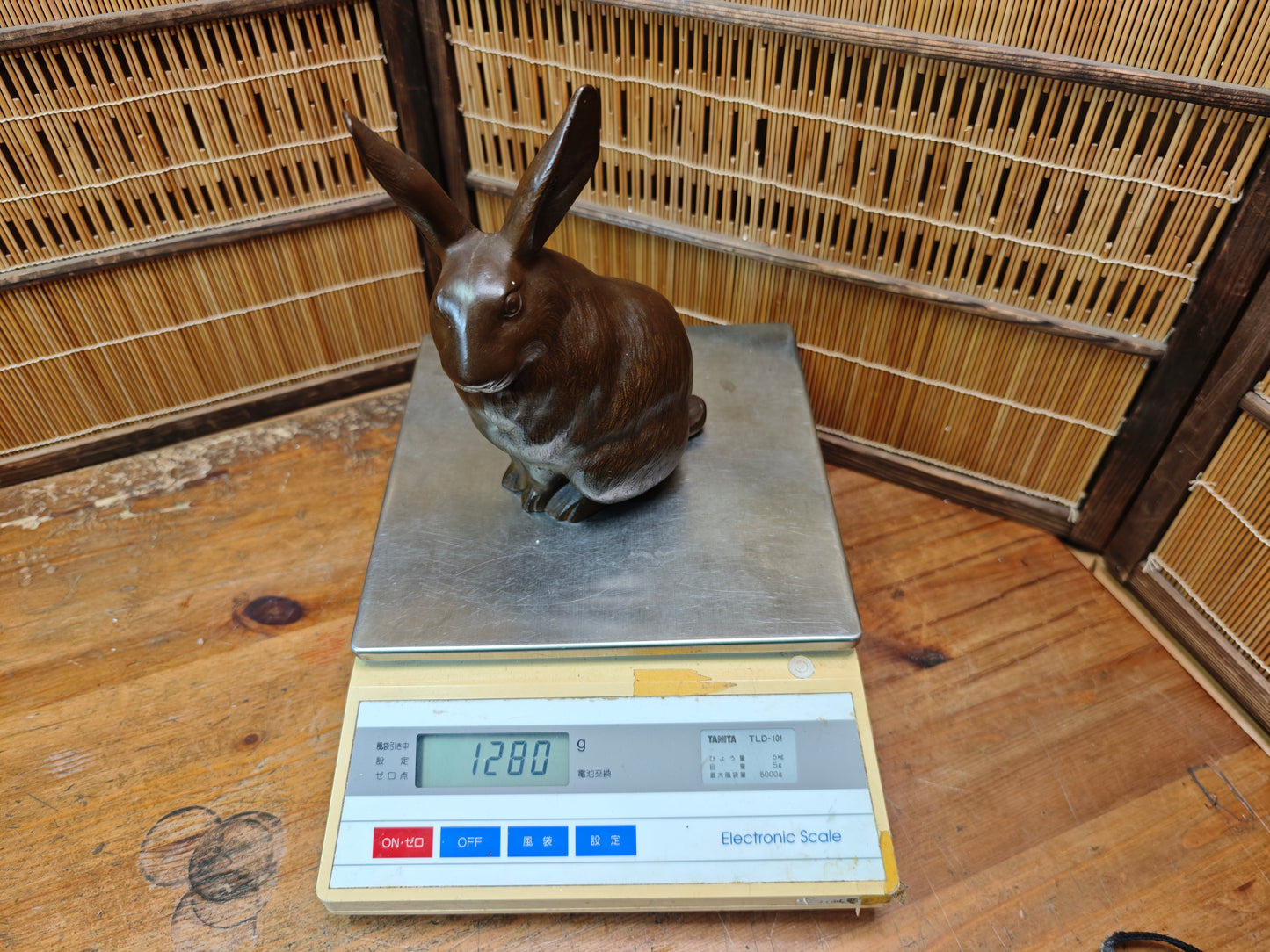 Antique Japanese Steel Rabbit Statue Folk Art Sculpture Decor