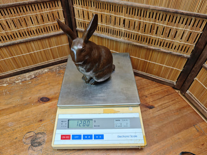 Antique Japanese Steel Rabbit Statue Folk Art Sculpture Decor