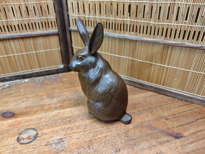 Antique Japanese Steel Rabbit Statue Folk Art Sculpture Decor