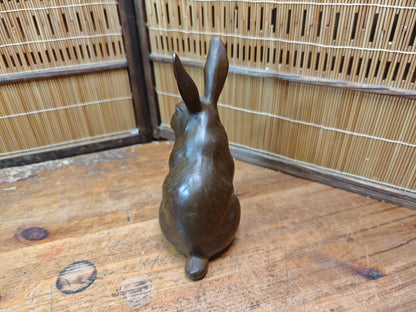 Antique Japanese Steel Rabbit Statue Folk Art Sculpture Decor