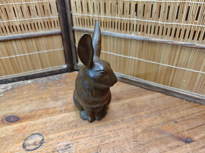Antique Japanese Steel Rabbit Statue Folk Art Sculpture Decor
