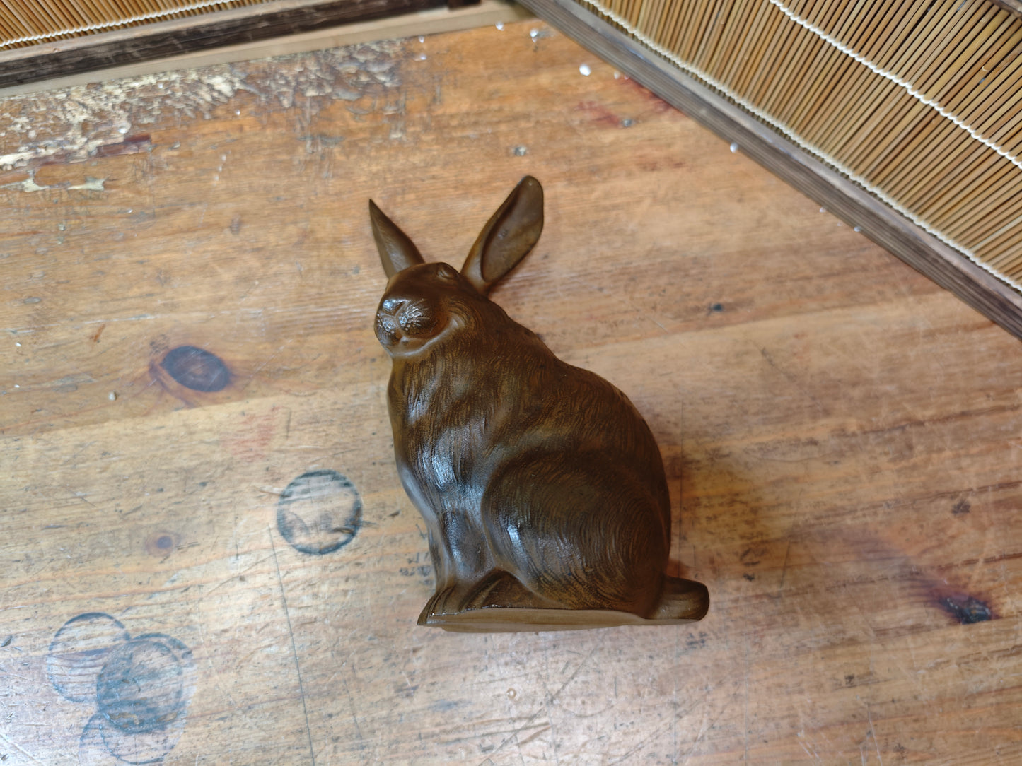 Antique Japanese Steel Rabbit Statue Folk Art Sculpture Decor