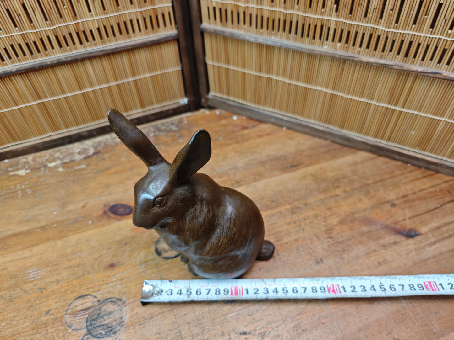 Antique Japanese Steel Rabbit Statue Folk Art Sculpture Decor