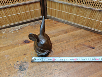 Antique Japanese Steel Rabbit Statue Folk Art Sculpture Decor