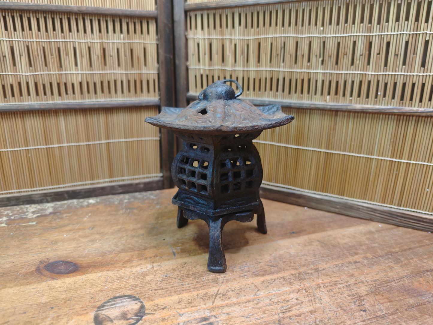 Antique Japanese Steel Toro Lantern Early 1900s Garden Decor Rare