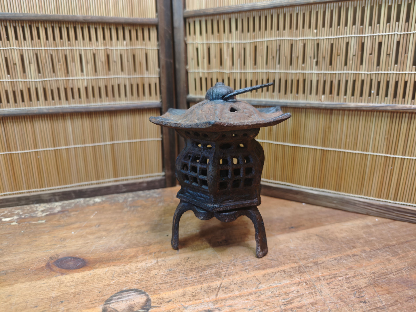 Antique Japanese Steel Toro Lantern Early 1900s Garden Decor Rare