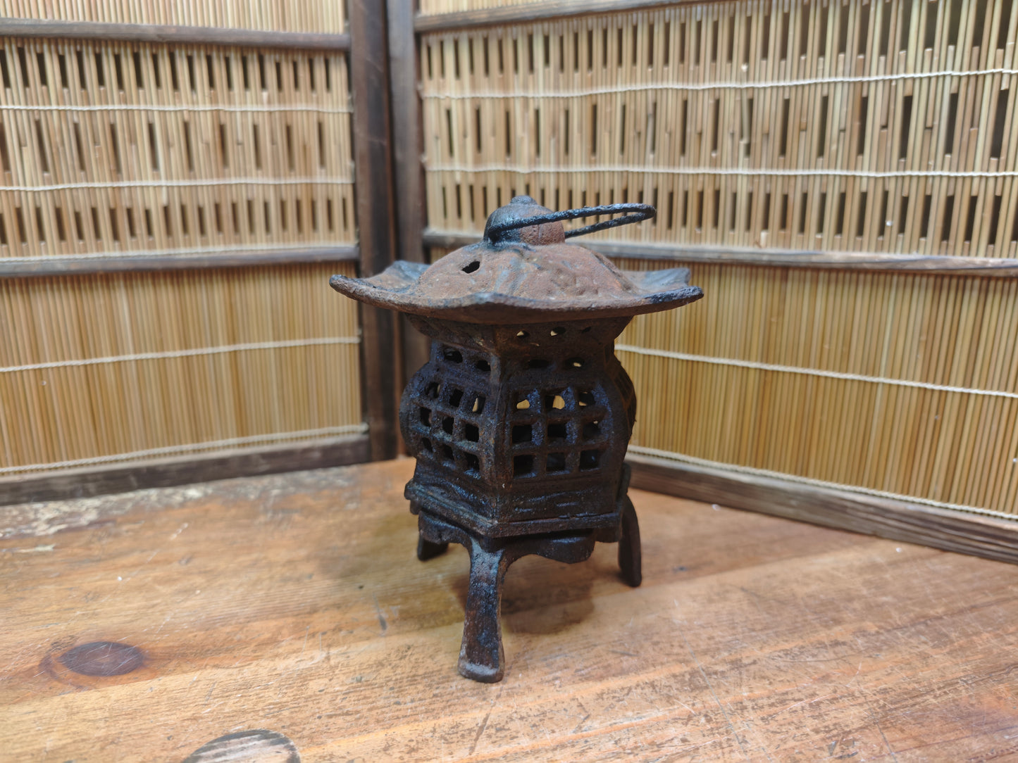 Antique Japanese Steel Toro Lantern Early 1900s Garden Decor Rare