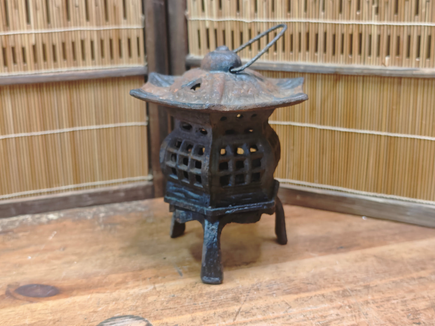 Antique Japanese Steel Toro Lantern Early 1900s Garden Decor Rare