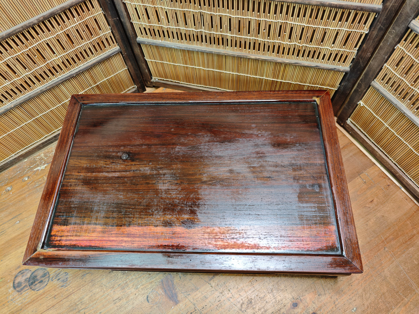 Antique Japanese Wooden Table Edo Meiji Era Refurbished Signed Table Auction JP