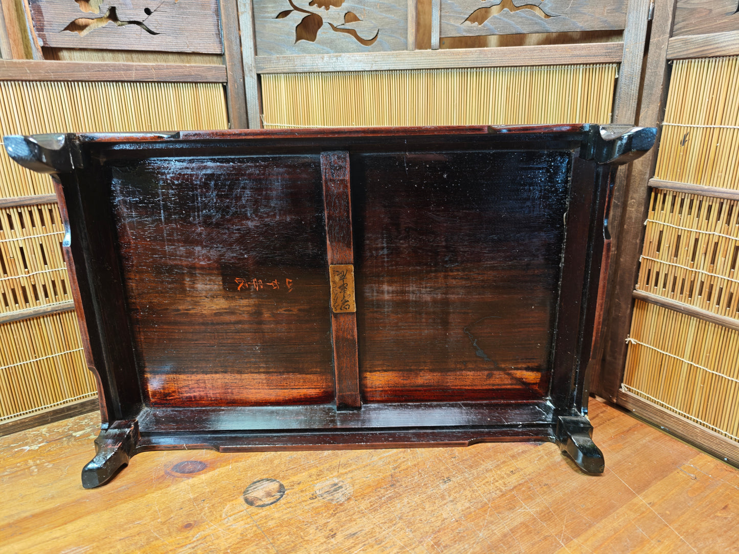 Antique Japanese Wooden Table Edo Meiji Era Refurbished Signed Table Auction JP