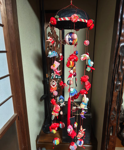 Antique Kimono Silk Tsurushi Bina Mobile 1920s-40s Fabric Handmade Art