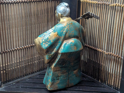 Authentic 1940s Japanese Samurai Farmer Steel Statue Gov Auction Find