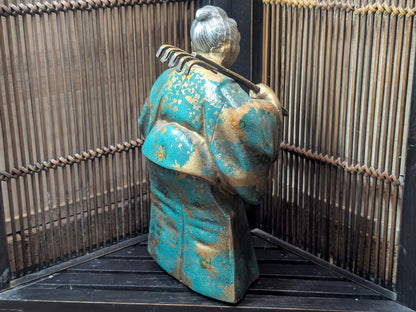 Authentic 1940s Japanese Samurai Farmer Steel Statue Gov Auction Find