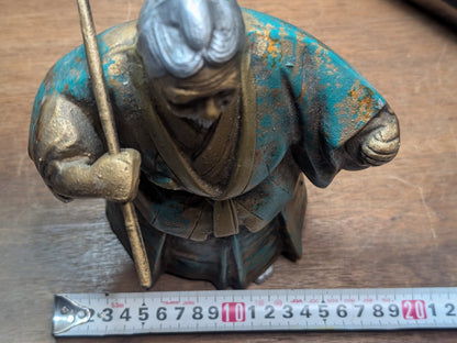 Authentic 1940s Japanese Samurai Farmer Steel Statue Gov Auction Find