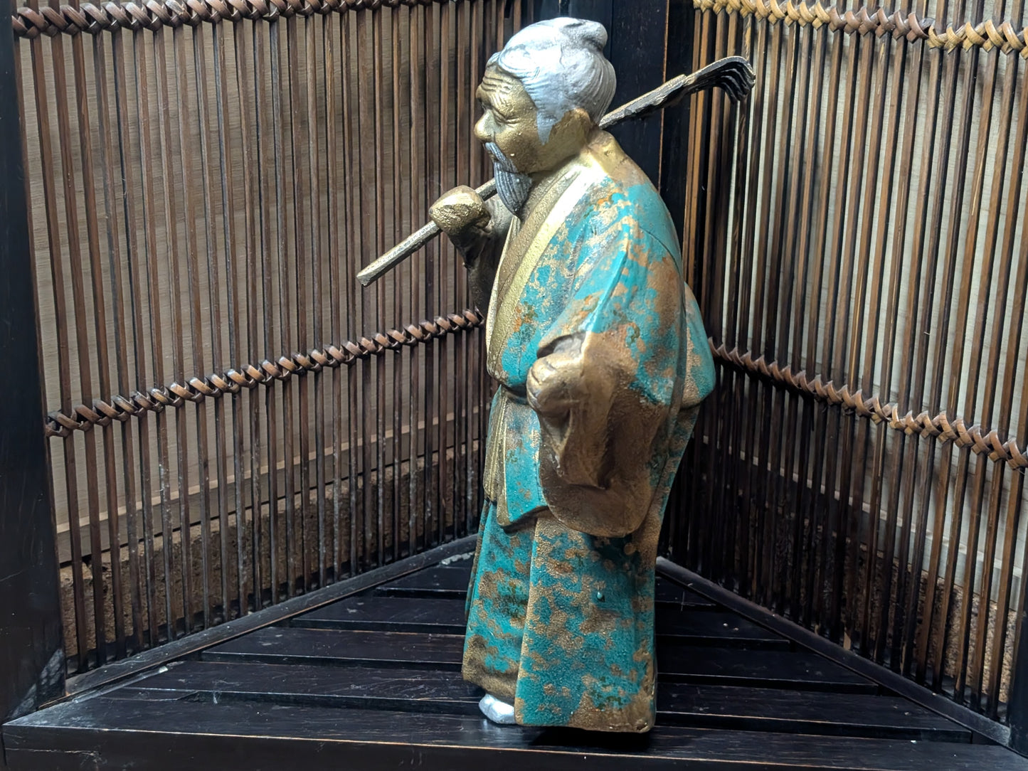Authentic 1940s Japanese Samurai Farmer Steel Statue Gov Auction Find