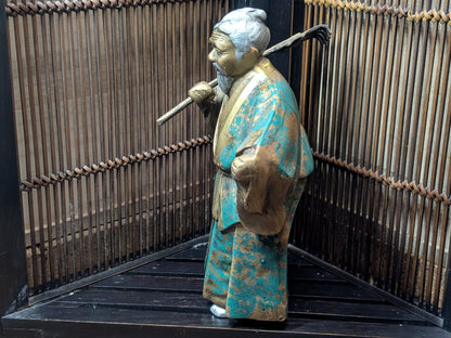 Authentic 1940s Japanese Samurai Farmer Steel Statue Gov Auction Find