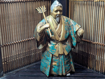Authentic 1940s Japanese Samurai Farmer Steel Statue Gov Auction Find
