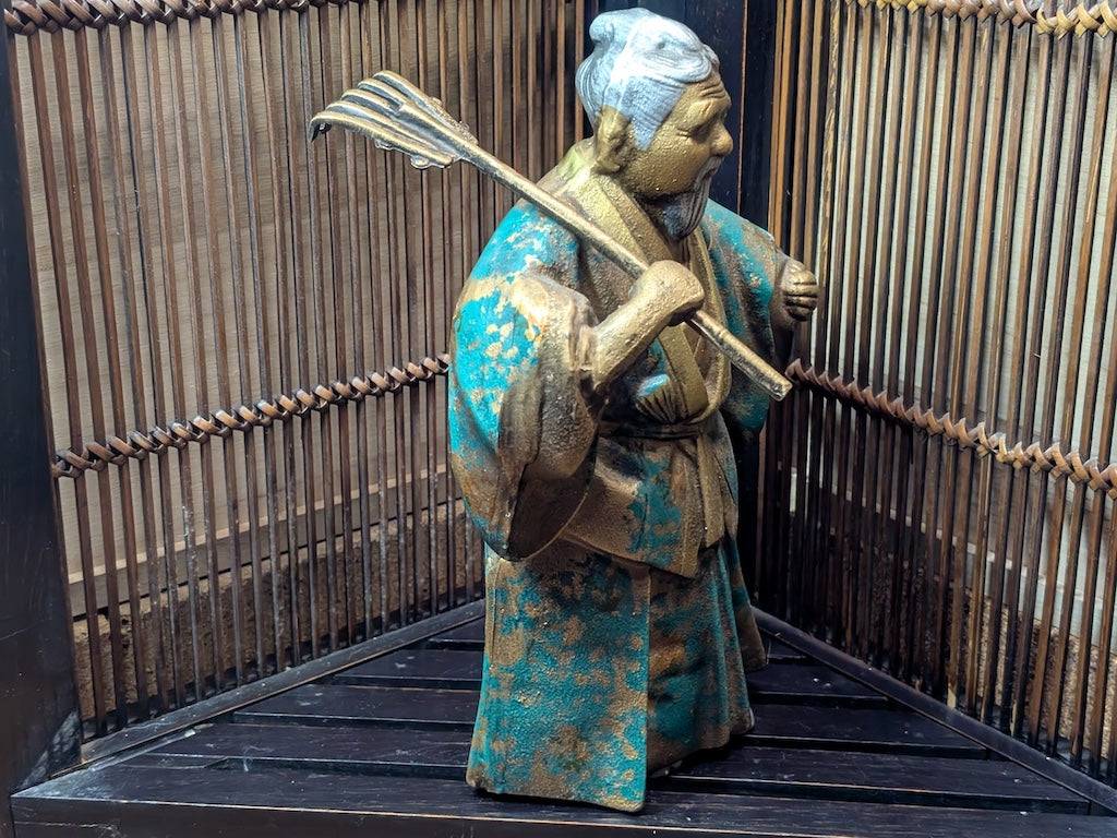 Authentic 1940s Japanese Samurai Farmer Steel Statue Gov Auction Find