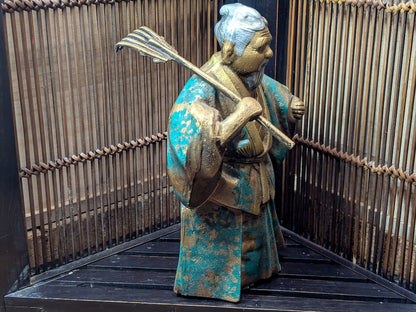 Authentic 1940s Japanese Samurai Farmer Steel Statue Gov Auction Find