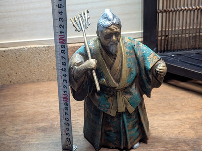 Authentic 1940s Japanese Samurai Farmer Steel Statue Gov Auction Find