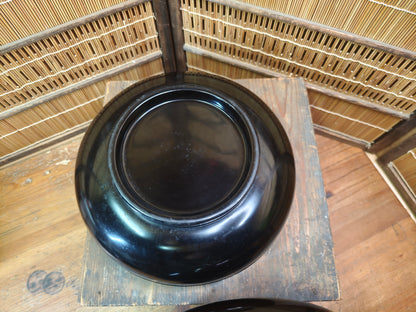 Antique Wajima Nuri Lacquer Bowl 1900s Gold Maki-e Peony Signed Box