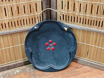 Authentic 1800s Japanese Cast Iron Wall Plate Kamon Edo Meiji Decor