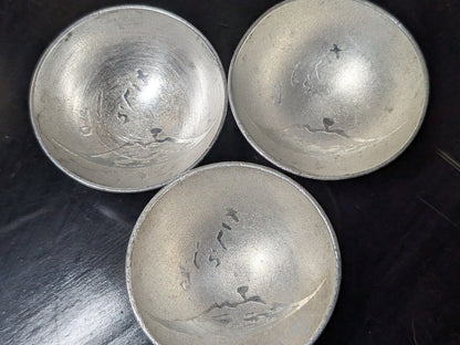 1940s Japanese Tin Sakazuki Set Signed Ceremonial Sake Cups with Box