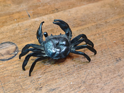 Authentic Japanese Bronze Crab Sculpture Antique Kani Statue Decor