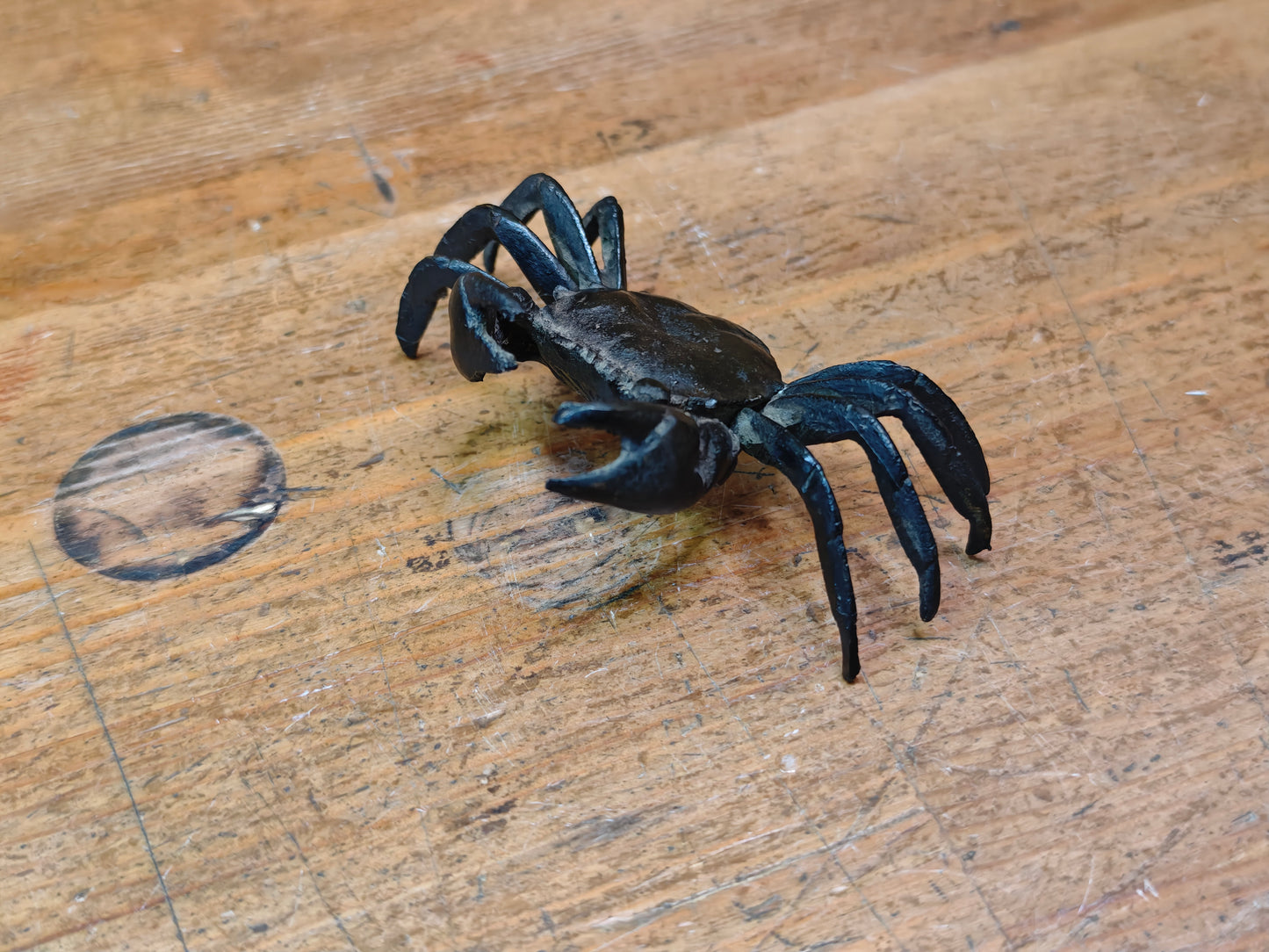 Authentic Japanese Bronze Crab Sculpture Antique Kani Statue Decor