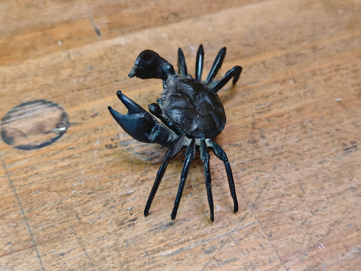 Authentic Japanese Bronze Crab Sculpture Antique Kani Statue Decor