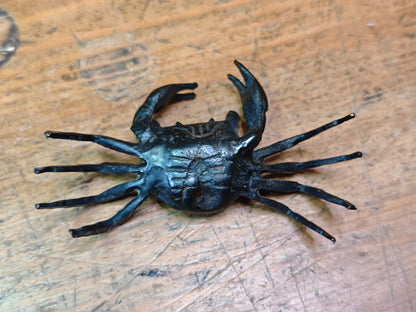 Authentic Japanese Bronze Crab Sculpture Antique Kani Statue Decor