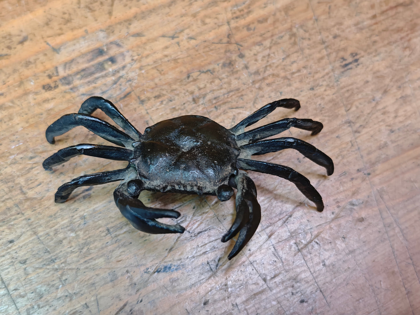 Authentic Japanese Bronze Crab Sculpture Antique Kani Statue Decor