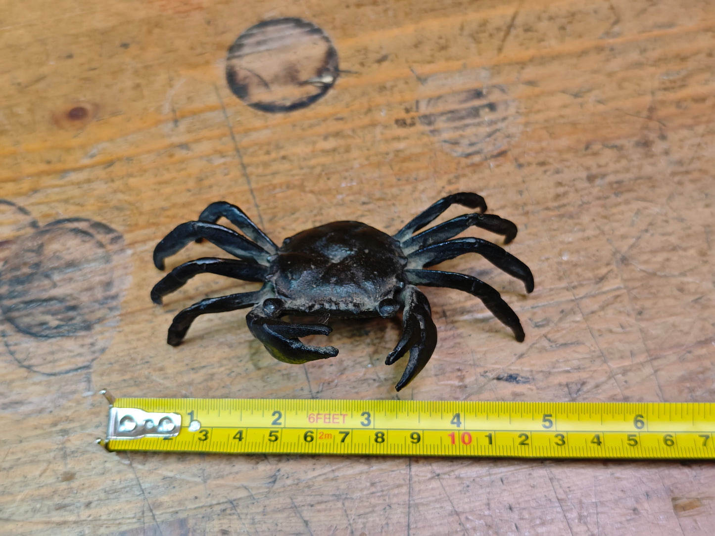 Authentic Japanese Bronze Crab Sculpture Antique Kani Statue Decor