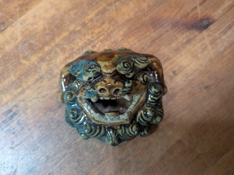 Japanese Vintage 1950s Shisa Wall Hanging Shigaraki Ware Okinawa Auction JP
