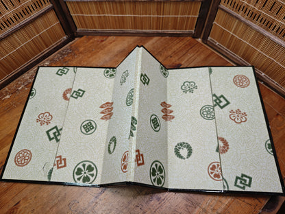 Authentic 1970s Japanese Byōbu Folding Screen Gold 6 Panel with Box
