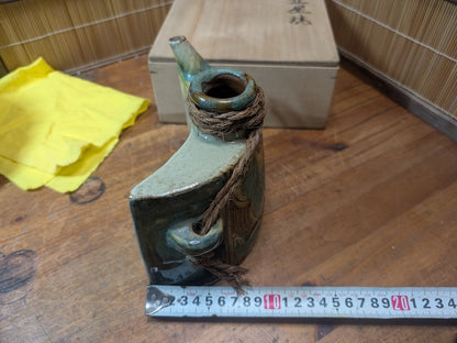 Authentic 1970s Okinawa Tsuboya Yaki Pottery Bottle with Signed Box