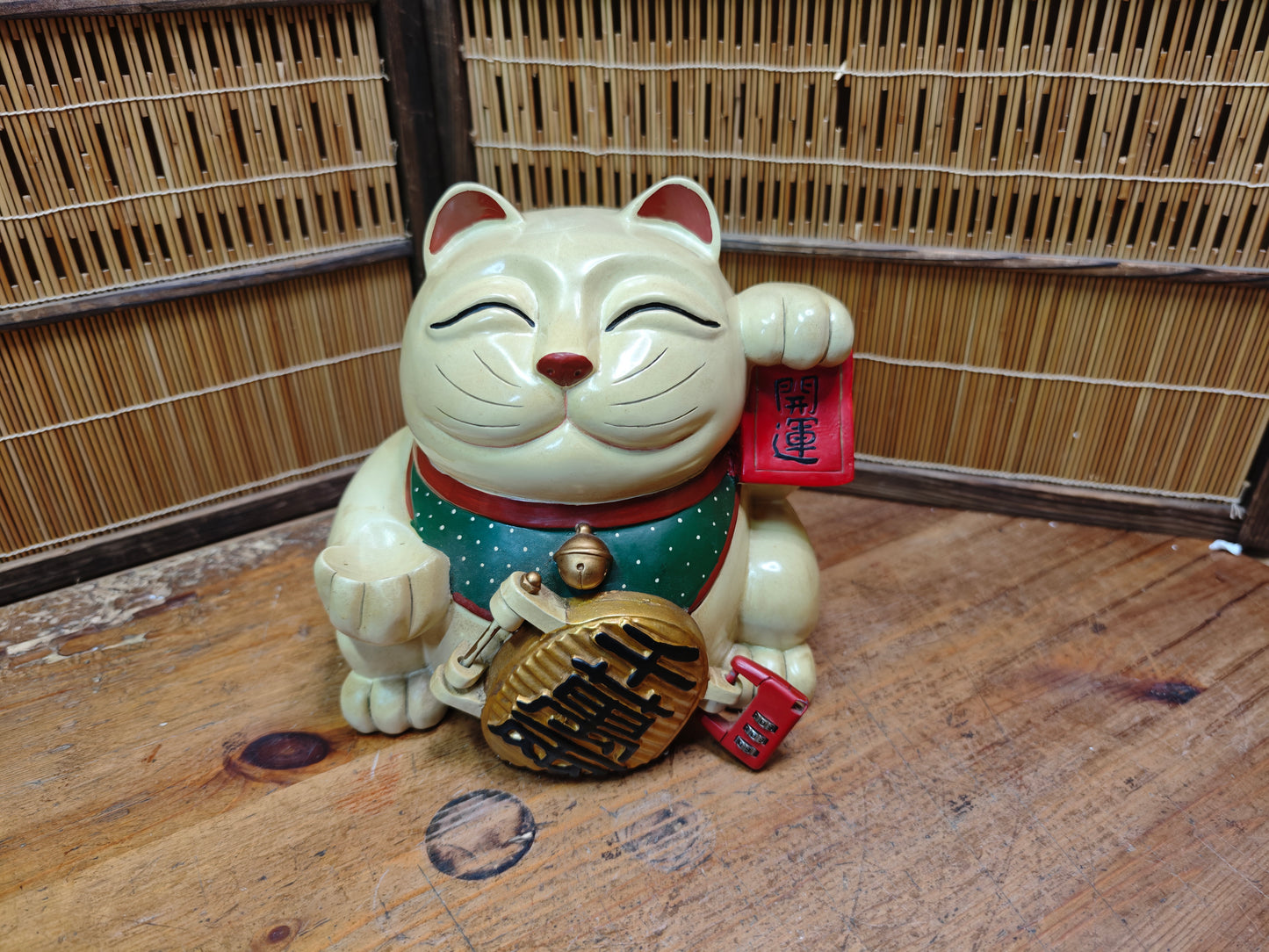 Authentic Japanese Vintage Maneki Neko Lucky Cat Coin Bank Statue JP