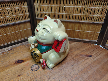 Authentic Japanese Vintage Maneki Neko Lucky Cat Coin Bank Statue JP