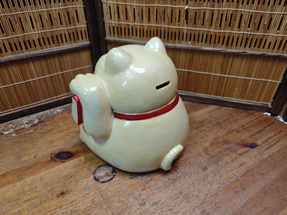 Authentic Japanese Vintage Maneki Neko Lucky Cat Coin Bank Statue JP
