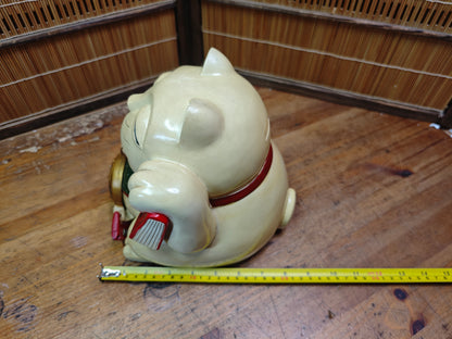Authentic Japanese Vintage Maneki Neko Lucky Cat Coin Bank Statue JP