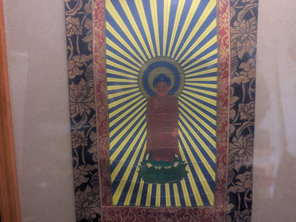 1929 Japanese Buddhist Kakejiku Scroll Framed Antique Hanging Art