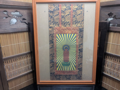 1929 Japanese Buddhist Kakejiku Scroll Framed Antique Hanging Art