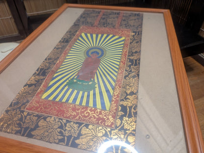 1929 Japanese Buddhist Kakejiku Scroll Framed Antique Hanging Art