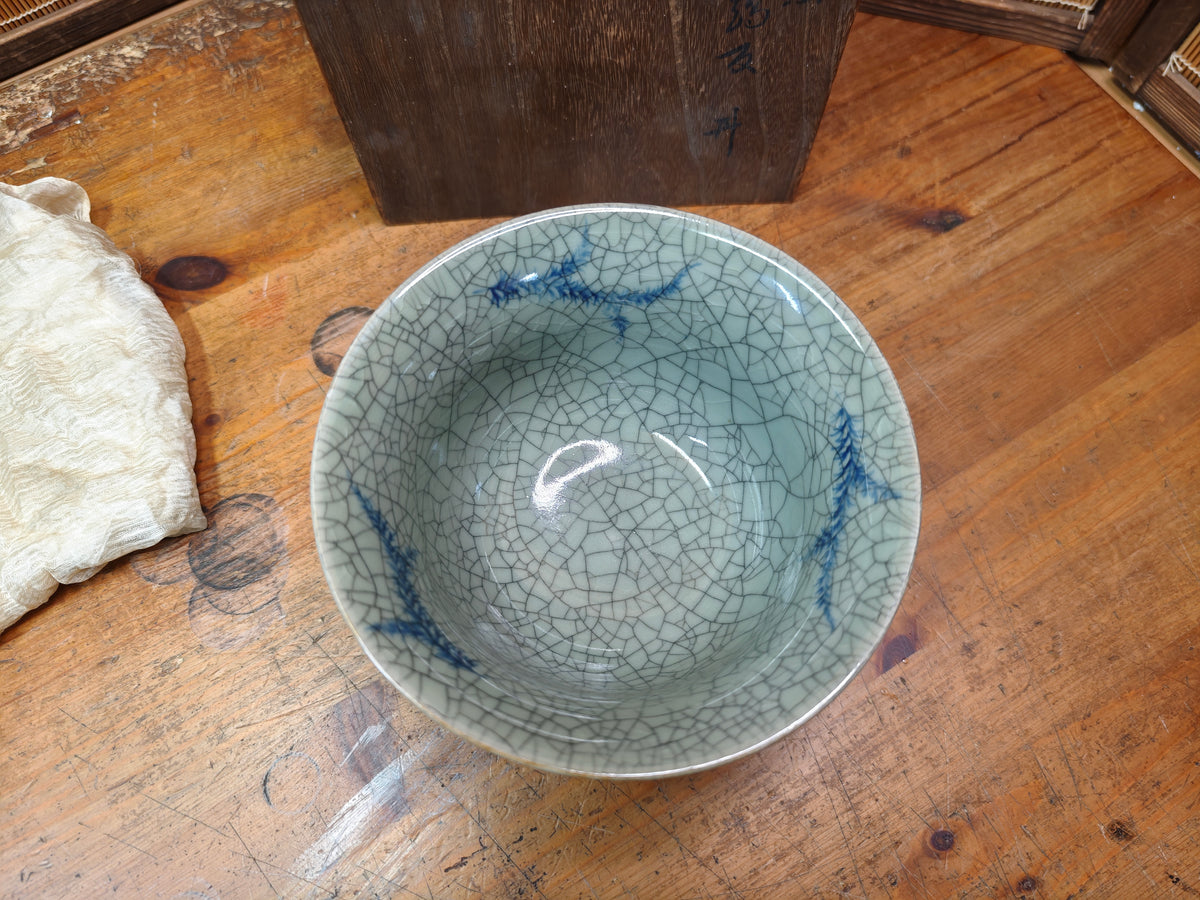 Authentic Japanese Antique Obori Soma-yaki Bowl w/Original Signed Box
