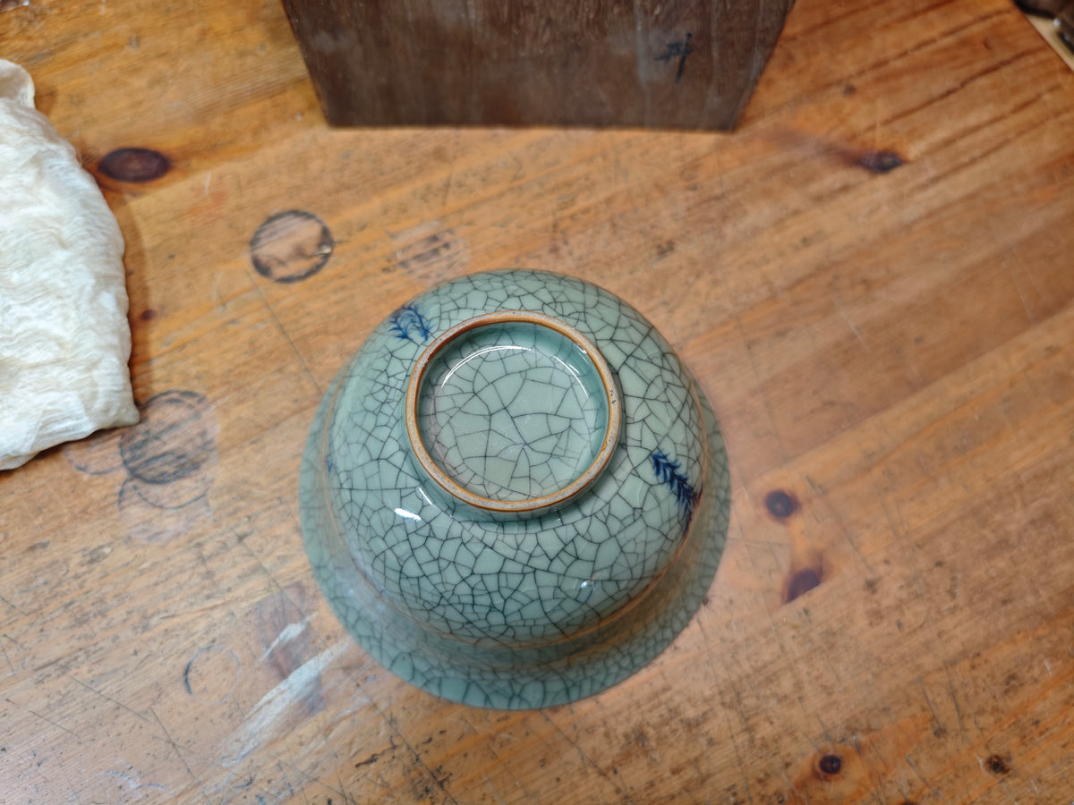 Authentic Japanese Antique Obori Soma-yaki Bowl w/Original Signed Box