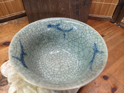 Authentic Japanese Antique Obori Soma-yaki Bowl w/Original Signed Box
