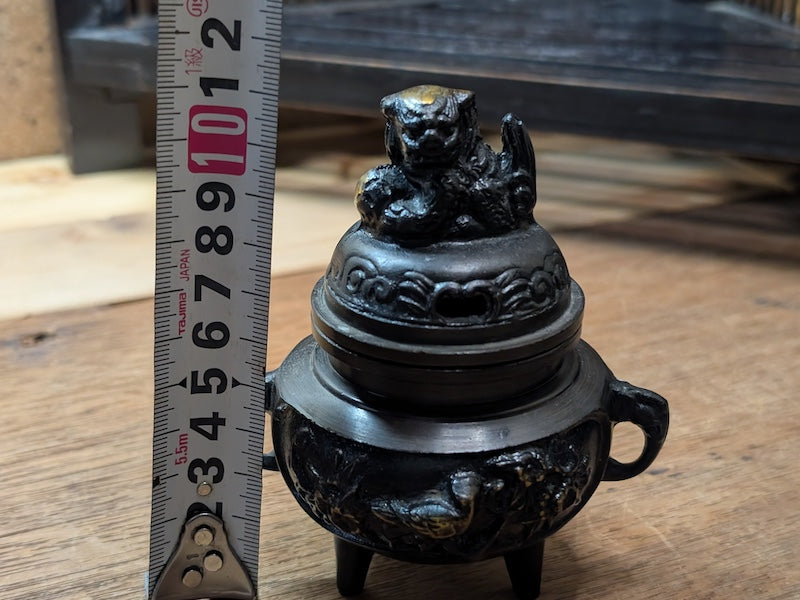 Authentic Japanese Bronze Incense Burner 1950s Shishi Foo Lion Design Made in Japan