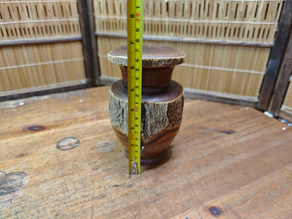 Authentic Japanese Hand-Carved Wooden Tea Jar Signed by Artist Vintage