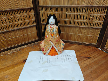 Authentic Japanese Vintage Kimekomi Silk Doll Hina Princess Figurine
